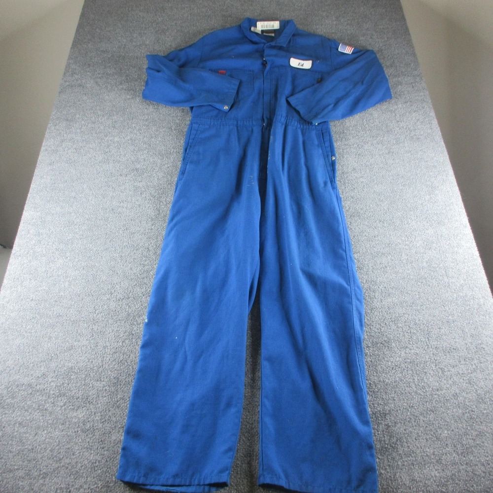 Workrite FR Coveralls Mens 44R Blue Nomex Flame Resistant Mechanic Workwear